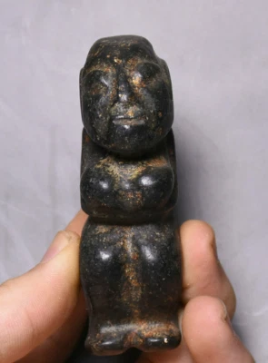 8cm Hongshan Culture Meteorite Iron Stone Carved Primitive People Amulet Pendant - Image 1 of 4