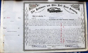 Baltimore & Ohio Railroad Comp. stock certificate, dated 1868 mint - Picture 1 of 3