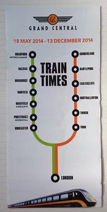 GRAND CENTRAL TIMETABLE North East & West Riding-London May 2014 Trains Railways - Picture 1 of 1