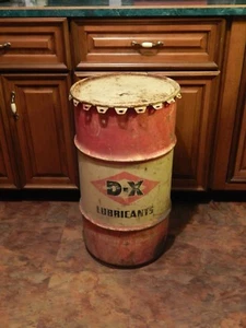 D-X SUNRAY OIL Co. [Tulsa, OK_USA] 27''x14.5'' STEEL DRUM "Trash Refuse Can" Vtg - Picture 1 of 12
