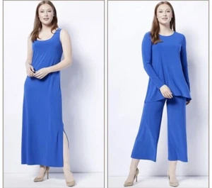 Renee 3 Pc Casual Lounge Outfit XS, Maxi Dress, Pant & Top Royal Blue - Picture 1 of 10