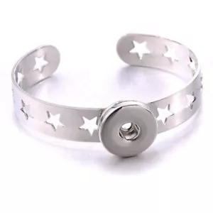 Bracciale donna a scatto misura 18 mm bottoni a pressione braccialetto stella charms argento gioielli donna - Foto 1 di 24