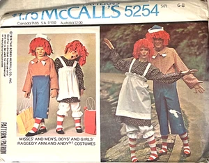 MCCALLS Sewing Pattern 5254 Raggedy Ann Raggedy Andy Size 6-8 UNCUT NOS - Picture 1 of 4