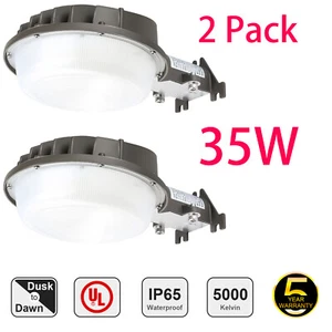 2-Pack LED Barn Yard Outdoor Security Light 35Watt IP65 Floodlights Dusk-to-Dawn - Picture 1 of 10