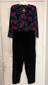 Vintage CAMI 70s 80s Womens Union Canada Floral Jumpsuit 30” Inseam Size L - Picture 1 of 14