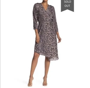 NWT Joie Acantha Asymmetrical Wrap Leopard Print Dress, Sz S, small blemish - Bild 1 von 13
