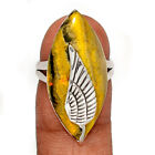 Feather - Natural Indonesian Bumble Bee 925 Silver Ring Jewelry s.6.5 CR38215