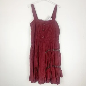 Pretty Angel Kleid Damen XL Stufen Seidenmischung Boho Whimsigoth Perlen weinrot Neu - Bild 1 von 11