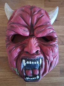 Adult Size Latex Halloween Devil Satan Mask - Picture 1 of 2