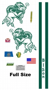 North Dakota State Bison Full Football Helmet Decal Set 8 Mil Convex Gearwrap - Picture 1 of 1