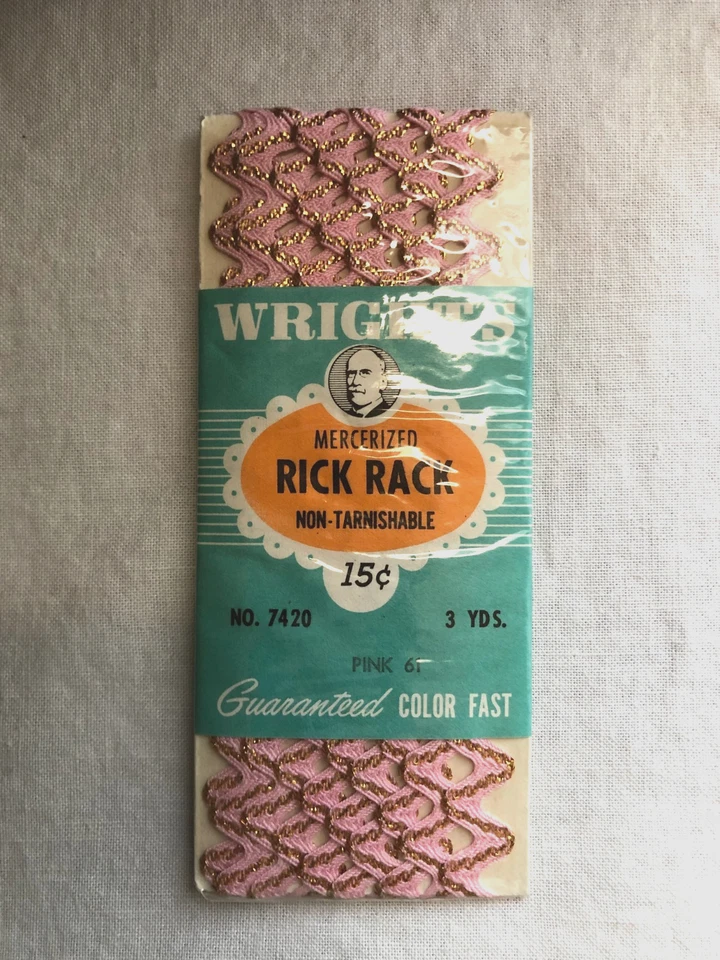 Vtg Medium Rick Rack Trim 1/2" wide w/ Metallic Gold - Choose Color and Length - Image 1 of 1