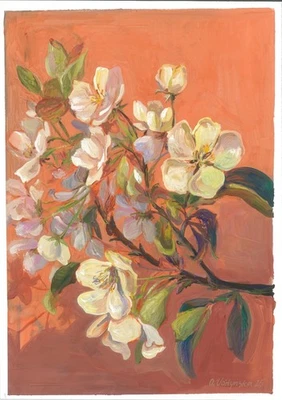 Original Gemälde A4 41VOk Kunstwerk Ölfarben Moderne Blumen - Bild 1 von 3