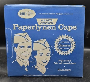Scatola da 100 tappi vintage regolabili cappello di carta corona fontana bibite paperlynen anni 50 - Foto 1 di 11