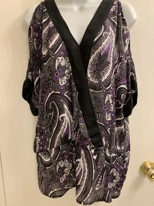 NEU OHNE ETIKETT MICHAEL KORS PAISLEY CORE SORE FLÜGELÄRMEL BLUSE GRÖSSE LG - Bild 1 von 5