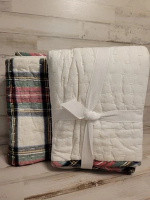 Pottery Barn Stewart Plaid Pickstitch Shams Standard Set/2  - Image 1 of 3