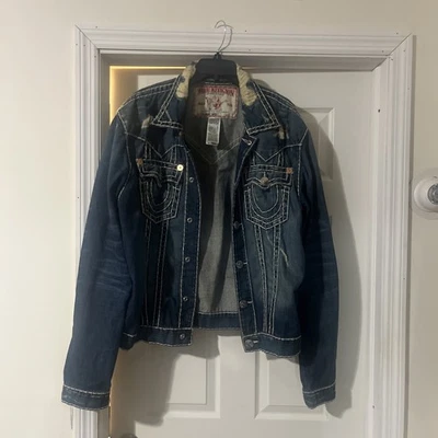 Jaqueta jeans lavada True Religion Super Jimmy T masculina tamanho XXXLPre-propriva. - Imagem 1 de 4