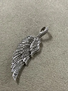 Angel Wing Pendant Genuine Sterling Silver & Diamond - Picture 1 of 5