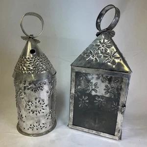Punched Tin Hanging Candle Holders Vintage Decor Primitive - Picture 1 of 22