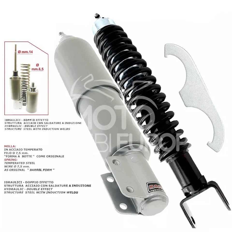 AMMORTIZZATORI CARBONE ANTERIORE + POSTERIORE PIAGGIO VESPA PX 125 KIT COMPLETO