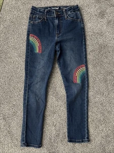 Cat & Jack Girls Jeans Jetting Rainbow Dark Wash Size 12 ultimate stretch - Picture 1 of 6