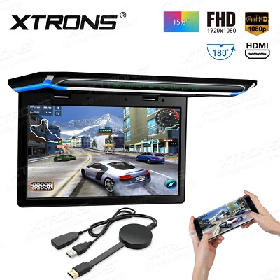 15.6" HD Car Roof Overhead Flip Down Monitor Game HDMI +Mirroring Screen Adapter - Image 1 of 4