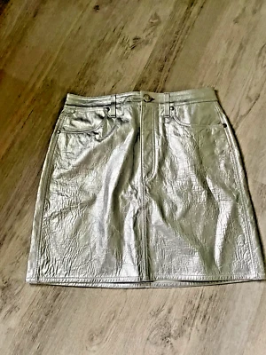 Minifalda de cuero metálico plateado Rag & Bone talla 27 Foto 1 de 4