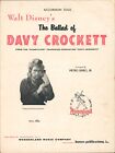 Sheet Music Walt Disney's The Ballad Of Davy Crocket ©1954 (Accordon Solo)
