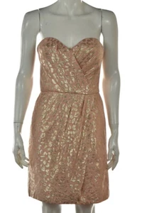 NEW Erin Erin Fetherston Dress Size 6 Pink Animal Print Sheath Strapless Short - Picture 1 of 6
