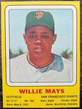 1969 Willie Mays Transogram Hand Cut Card MLB San Francisco Giants HOF NY Mets