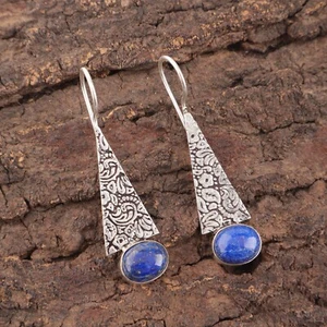 Lapis Lazuli Gemstone 925 Sterling Silver Handmade jewelry Earring Gift For Love - Picture 1 of 3