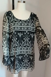 Blusa túnica blanca y negra Blu Pepper para mujer talla L - Imagen 1 de 6