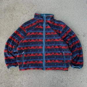 VTG 90s LL Bean Zip Up Fleece Jacket Size XL Made in USA Aztec Geometric Pattern - Picture 1 of 5