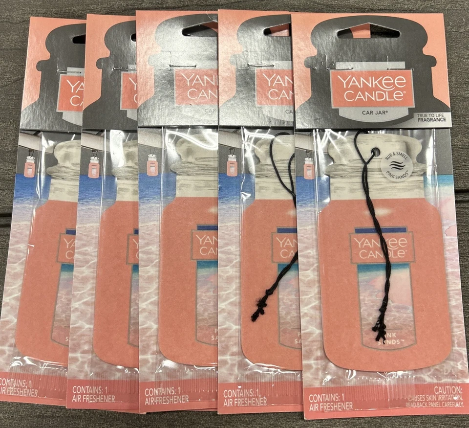 Yankee Candle 5x Pink Sands Car Jar Air Fresheners
