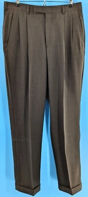 Pantalones de vestir para hombre Claiborne marrón oscuro plisados/puños talla 33x30 usados en excelente estado Foto 1 de 4