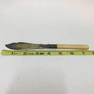 Antique Victorian Fruit Knife Engraved EPNS Blade Sterling Silver Band Sheffield - Picture 1 of 6