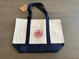 Trader Joe's Reusable Canvas Eco Tote Bag Heavy Duty Bag Blue White - Picture 1 of 2