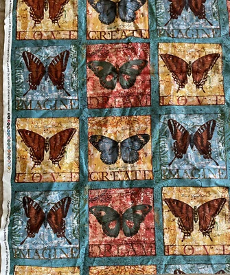 2 Yards Transformations Butterfly Squares Fabric New 44"W  Tim Coffey  - Image 1 of 3