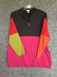 Jones New York Sweater Size L Sport Women’s 1/4 Zip Collared Polo Multicolor - Picture 1 of 9