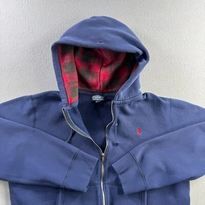 Vintage Polo Ralph Lauren Sweatshirt Herren 2XL Blau Full Zip Flanell Gefüttert Kapuze - Bild 1 von 17