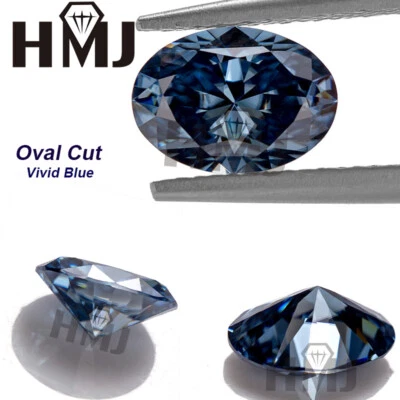 Oval Cut Vivid Blue Loose Moissanite Stones Gemstone VVS1 GRA Certified 0.3~9ct  - Image 1 of 4