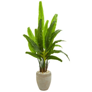Travelers Palm Artificial Tree in Sand Colored Planter Nearly Natural 64” Decor - Picture 1 of 2