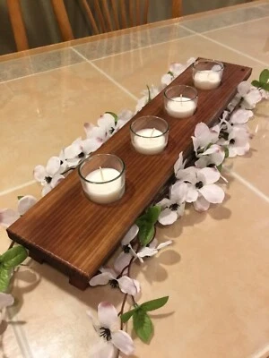 Candelabro (4) Soporte votivo de vidrio mesa envejecida centro de mesa granja campo Foto 1 de 4