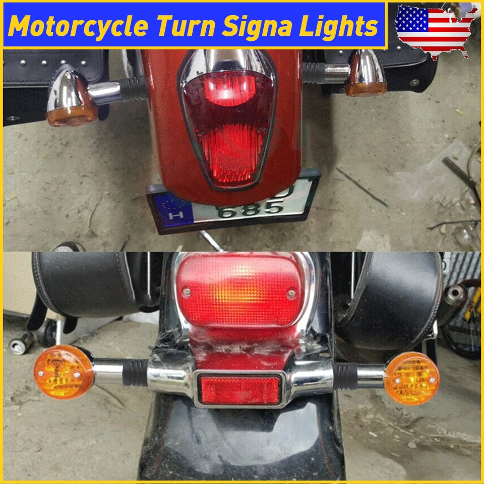 For Kawasaki Vulcan VN 750 800 900 1500 1600 1700 2000 Turn Signals Light Chrome - Image 1 of 4