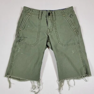 True Religion Shorts Youth Green Rolled up Short Cut Off W12" L15.5 Jean Shorts - Picture 1 of 10