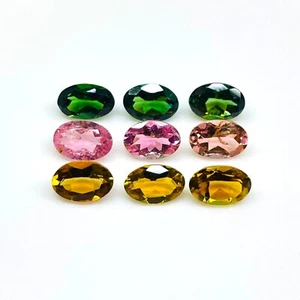 VVS 15 Pcs Natural Multi Tourmaline 6x4mm Oval Cut Loose Untreated Gemstones Lot - Picture 1 of 9