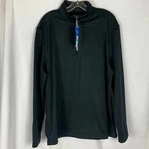 Mens Perry Ellis Large Blue Cotton Blend Long Sleeve Pull Over Half Zip Sweater  - Picture 1 of 5