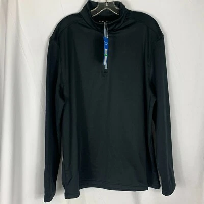 Mens Perry Ellis Large Blue Cotton Blend Long Sleeve Pull Over Half Zip Sweater  - Image 1 of 4