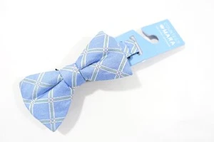 COUNTESS MARA WINDOWPANE BLUE GREEN NECK BOW TIE MENS NWT NEW - Picture 1 of 4