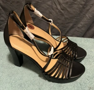 Ralph Lauren sandalo donna nero Shelby pelle brunita taglia 8B nuovo senza scatola - Foto 1 di 5