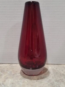 Vintage Ruby Red Hand Blown Glass Vase     J - Picture 1 of 10
